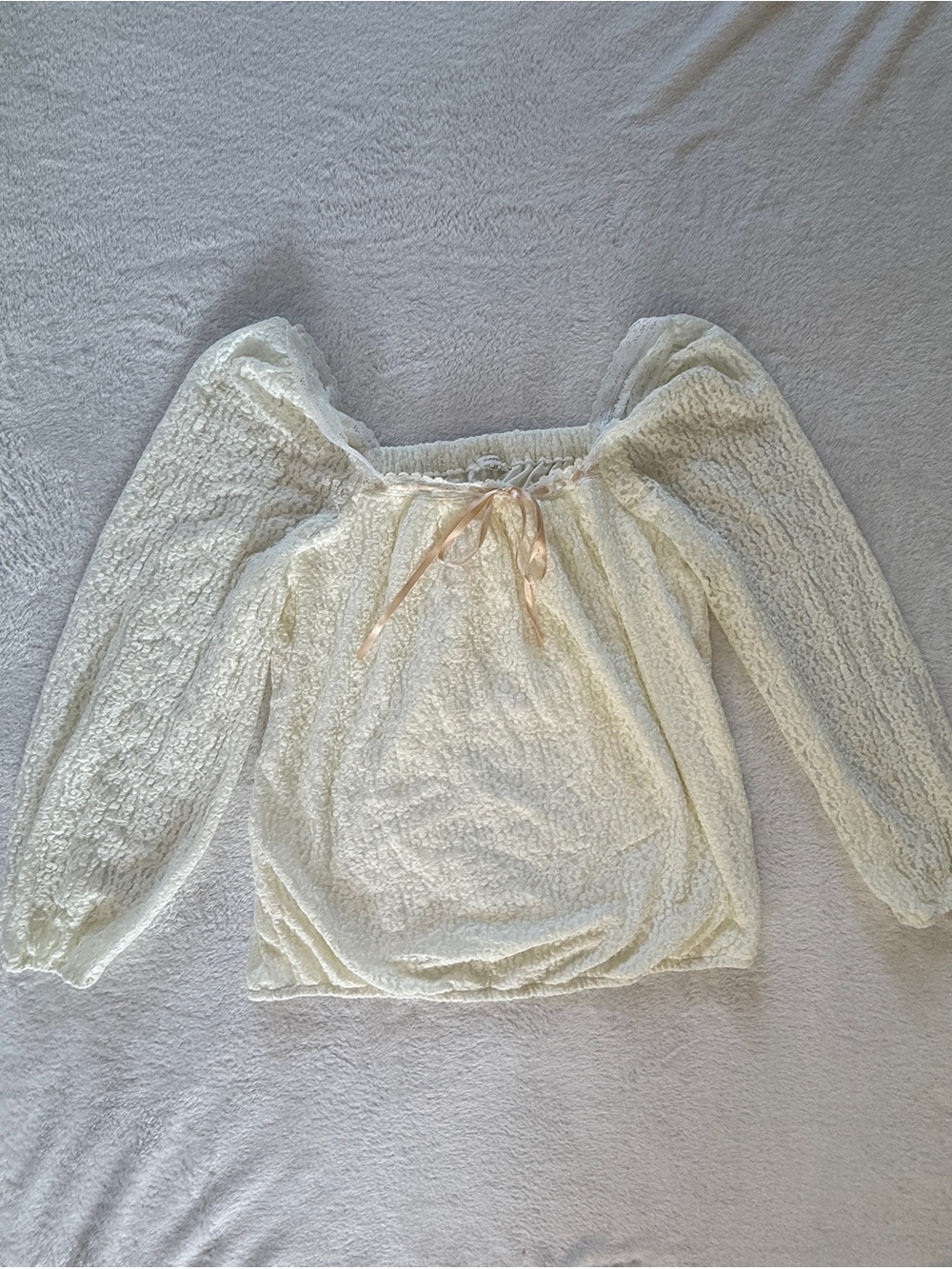 Maurices Cream Lace Puff Sleeve Blouse 0X